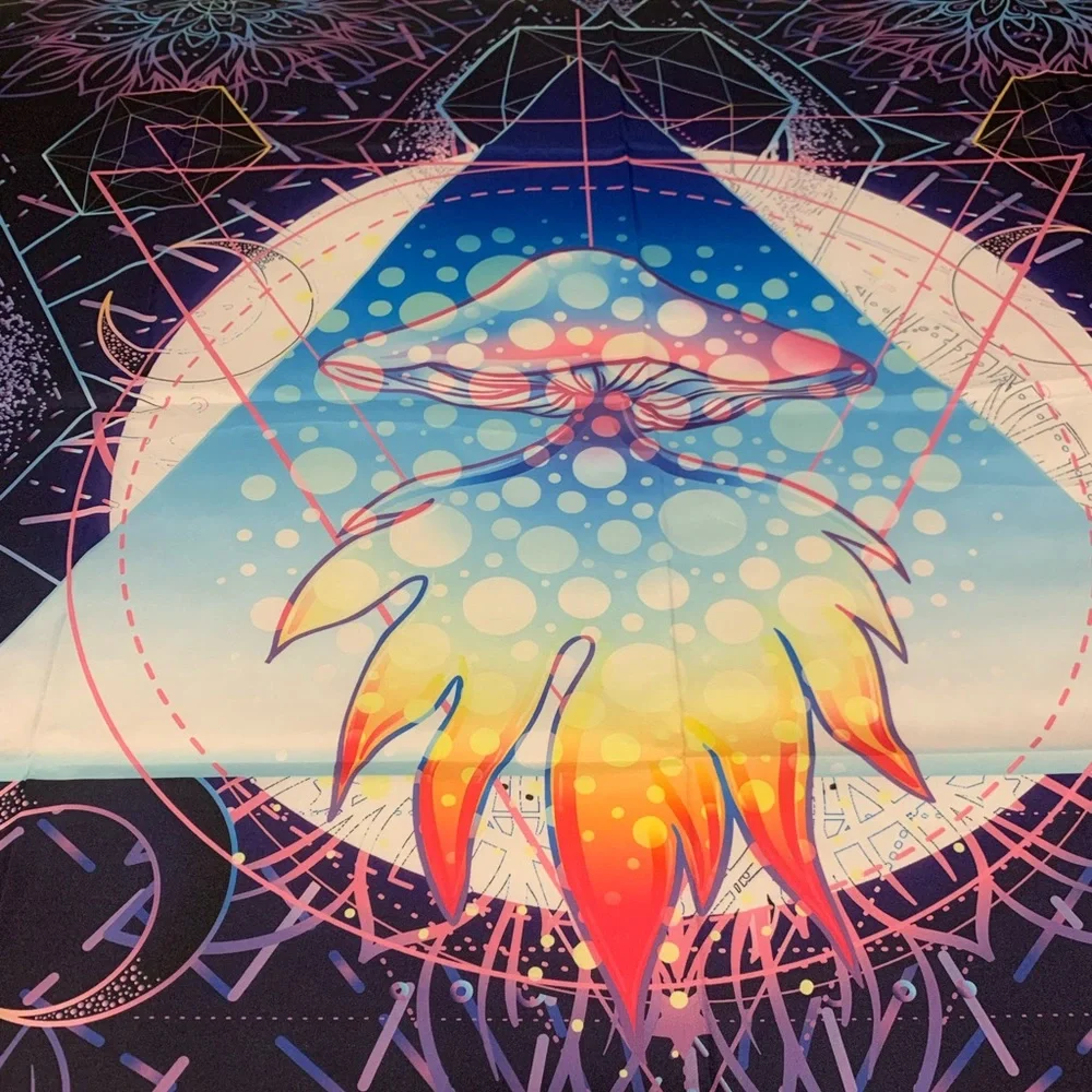 Jellyfish Fire Flame Tapestry geometric space alien digital lotus ocean sea anim